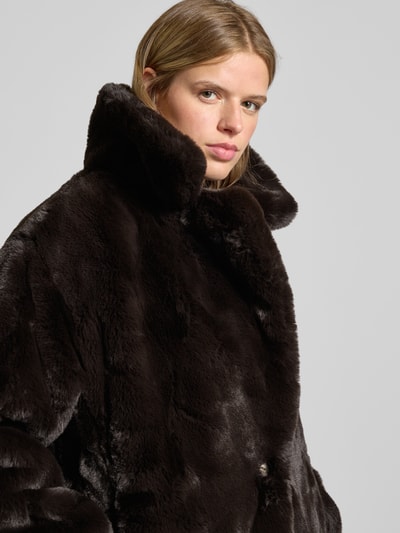 Review Kurtka ze sztucznego futra z kołnierzem z połami Ciemnobrązowy 3