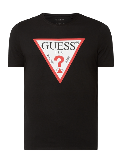 Guess Slim fit T-shirt met logoprint Zwart - 2