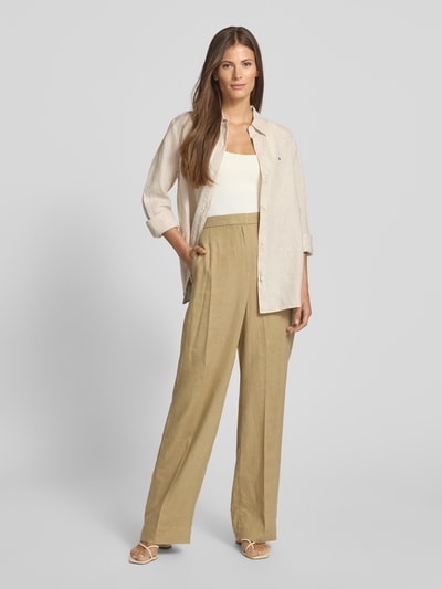 Tommy Hilfiger Tailored fit linnen broek van een mix van linnen en lyocell Beige - 1