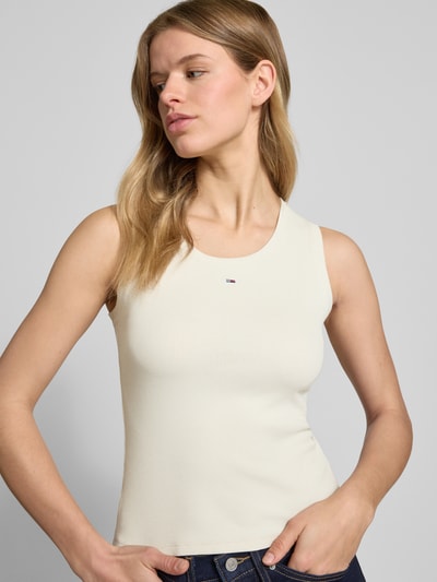 Tommy Jeans Tanktop met boothals, model 'ESSENTIALS' Offwhite - 3