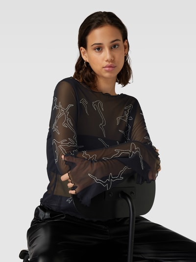 NOISY MAY® Longsleeve in transparentem Design Modell 'VIOLET' Black 3