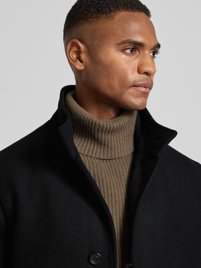 SELECTED HOMME Regular fit lange wollen jas met gewatteerde inzet, model 'RAINAR' Zwart - 3