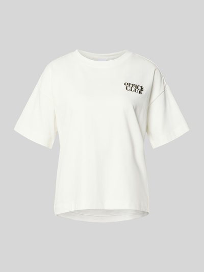 Vila T-shirt met geribde ronde hals, model 'MONIE OFFICE' Offwhite - 2