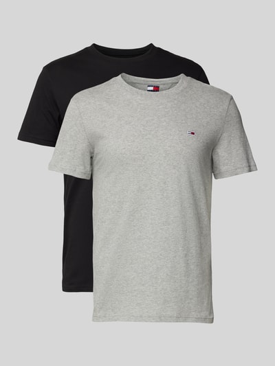 Tommy Jeans Slim Fit T-Shirt mit Logo-Stitching im 2er-Pack Mittelgrau Melange 2