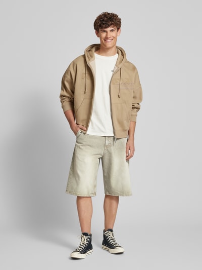 REVIEW Szorty jeansowe o kroju baggy fit z wpuszczanymi kieszeniami Zielony 1