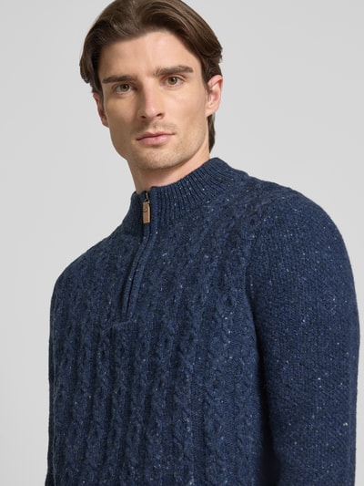 Fynch-Hatton Gebreide pullover met ribboorden Marineblauw - 3