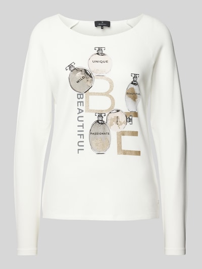 Monari Longsleeve mit Statement-Motiv-Print Weiss 1