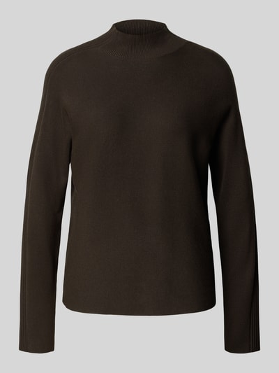 comma Strickpullover aus Viskose-Mix mit Stehkragen Dunkelbraun 2