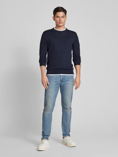 Scotch & Soda Gebreide pullover met labeldetail Donkerblauw - 1