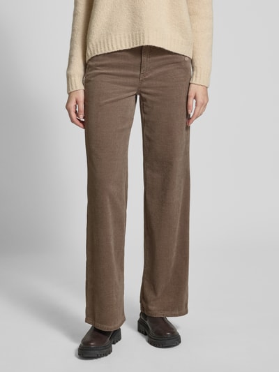 GANG Wide Fit Cordhose mit Label-Detail Modell 'AMELIE WIDE' Taupe 4