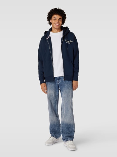 Tommy Jeans Sweatjack met labelstitching, model 'LUXE' Marineblauw - 1