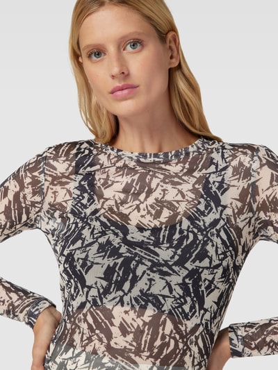 Soyaconcept Shirt met lange mouwen en all-over motief, model 'Alda' Zwart - 3