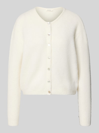 Produktfoto, Strickjacke mit Woll-Anteil Modell 'VITOW' von American Vintage in Weiß, lockere Passform, runde Knöpfe, gerippte Abschlüsse, elastischer Material-Mix