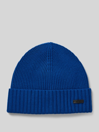 BOSS Czapka beanie z naszywką z logo model ‘Fati’ Królewski niebieski 1