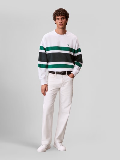 Calvin Klein Jeans Bluza z frotté o kroju relaxed fit Biały 1