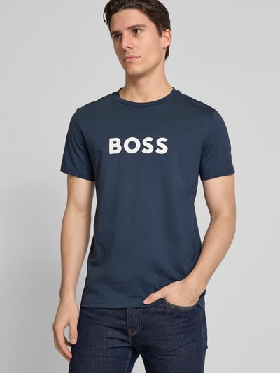 BOSS T-Shirt mit Label-Print Dunkelblau 3