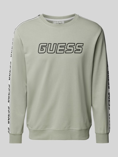 Guess Activewear Sweatshirt mit Label-Print Oliv 2