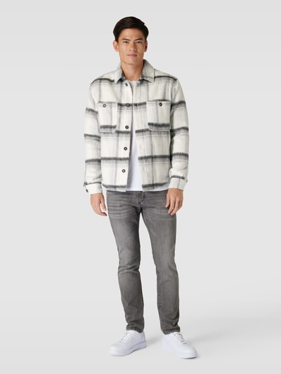 Lindbergh Hemdjacke mit Tartan-Karo Offwhite 1