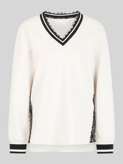 Marc Cain Sweatshirt mit Spitzenbesatz Offwhite 2