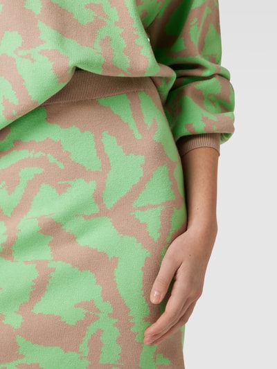 Soft Rebels Spódnica o długości do kolan ze wzorem na całej powierzchni model ‘Scape’ Neonowy zielony 3