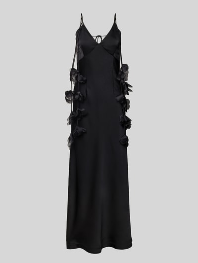 Neo Noir Maxikleid aus Satin mit floralen Applikationen Black 2