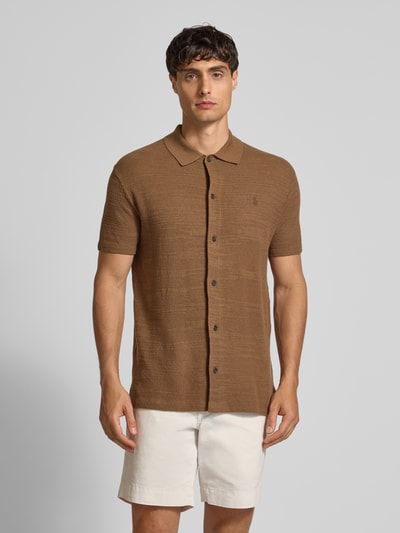 Polo Ralph Lauren Regular fit poloshirt met labelstitching en knoopsluiting Middenbruin - 4