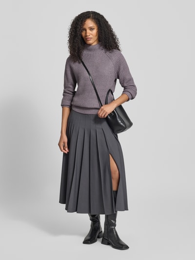 Jake*s Collection Gebreide pullover in riblook met opstaande kraag Lavendel - 1
