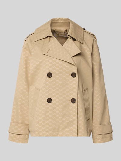 Produktfoto, Trenchcoat mit Logo-Muster von MICHAEL Michael Kors in Beige mit Zweireiher, Reverskragen und Ärmelriegel, Regular-Fit