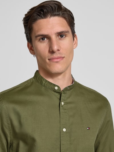 Tommy Hilfiger Regular fit vrijetijdsoverhemd van een mix van katoen en linnen Olijfgroen - 3