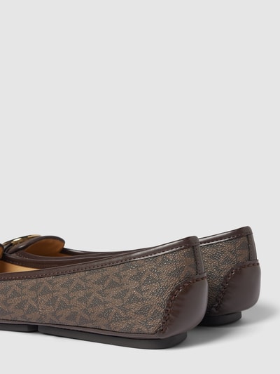 MICHAEL Michael Kors Ballerinas aus Leder mit Logo-Muster Modell 'LILLIE' Mittelbraun 2