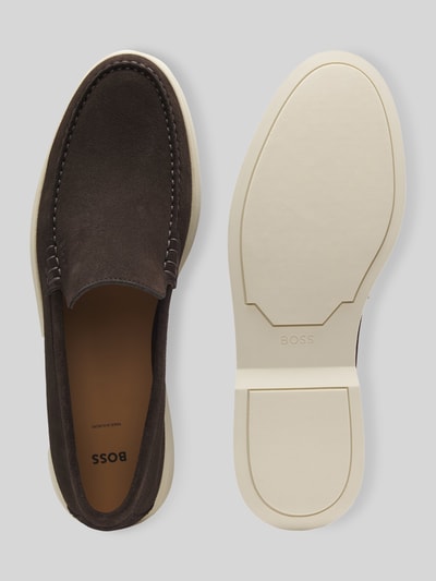 BOSS Slipper aus echtem Leder Dunkelbraun 5
