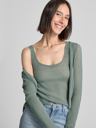 Mango Stricktop in semitransparentem Design Modell 'GERANIO' Schilf 3