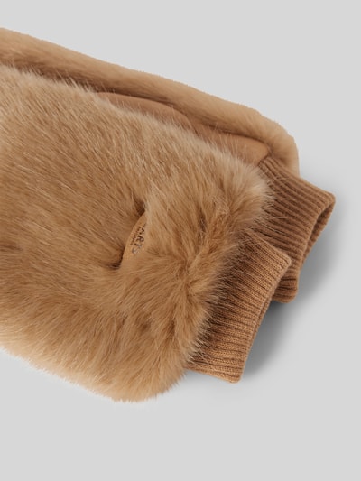 Barts Rękawiczki z detalem z logo model ‘Fur Mitts’ Szarobrązowy 2