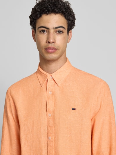 Tommy Jeans regular fit vrijetijdsoverhemd van mix van katoen en linnen Oranje - 3