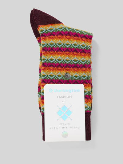 Burlington Socken mit Label-Detail Modell 'Fair Isle' Bordeaux 3