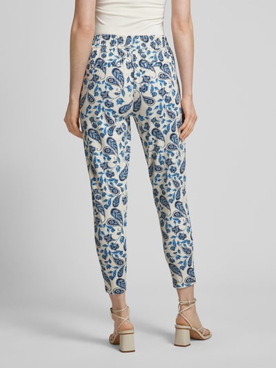 ICHI Tapered fit stoffen broek met all-over print, model 'Kate' Bleu - 5