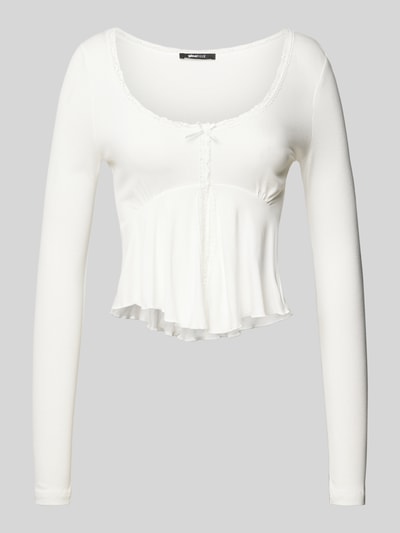 Gina Tricot Longsleeve mit Spitzenbesatz Offwhite 1