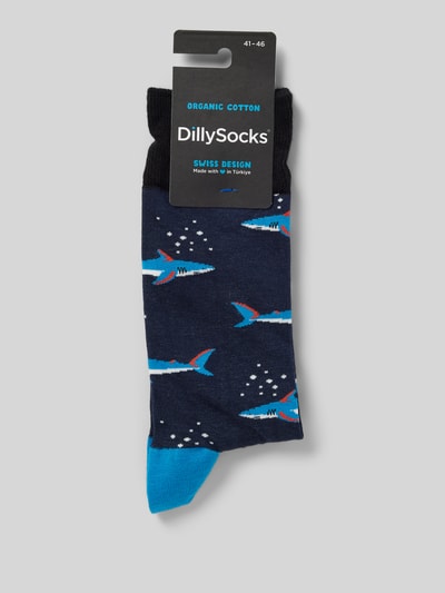 DillySocks Socken mit Motiv-Stitching Modell 'Mamma Shark' Marine 3