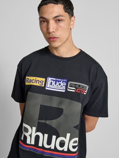RHUDE T-Shirt mit Label-Print Black 3