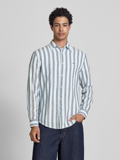 Tommy Jeans Regular Fit Freizeithemd aus Leinen-Baumwoll-Mix Hellblau 4