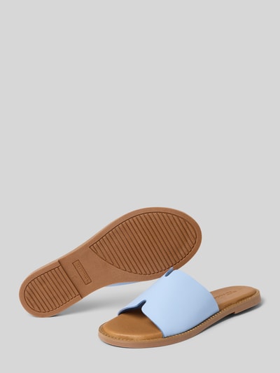 Productfoto, Pantoletten aus echtem Leder van Tamaris in metallic look, open afgeronde tip, blokhak, siersteentjes, gestructureerde zool, slip-on, echt leer