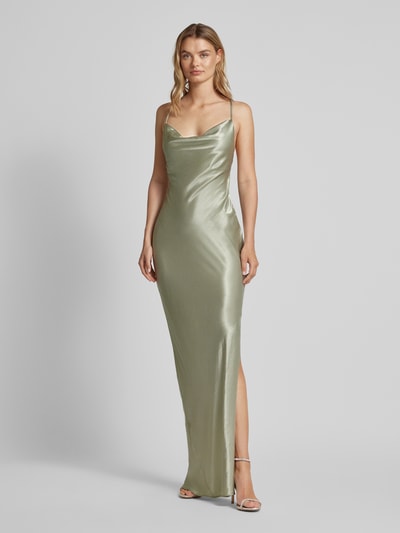 Jake*s Cocktail Abendkleid mit Wasserfall-Ausschnitt Lind Melange 1