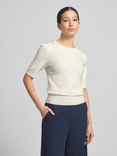 Betty Barclay Gebreid shirt van viscosemix met ronde hals Offwhite - 4