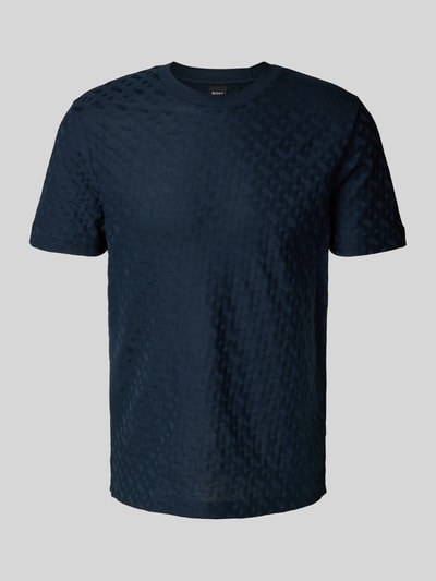 BOSS T-shirt met structuurmotief, model 'Thompson' Marineblauw - 2