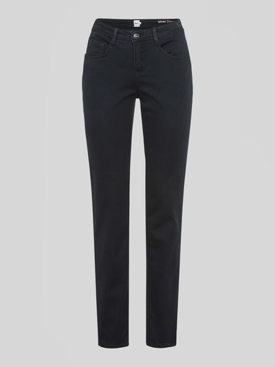 Produktfoto, gerade geschnittene dunkelblaue Hose mit glatter Textur, Regular Fit Gerade Hose aus Lyocell-Mix mit Modal-Baumwoll-Anteil Modell 'MARY' von Brax, Damen Gerade Hose von Brax