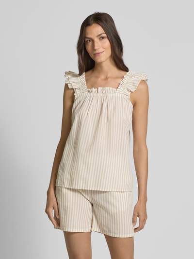 Soyaconcept Regular fit blousetop van puur katoen, model 'Rosette' Beige - 4