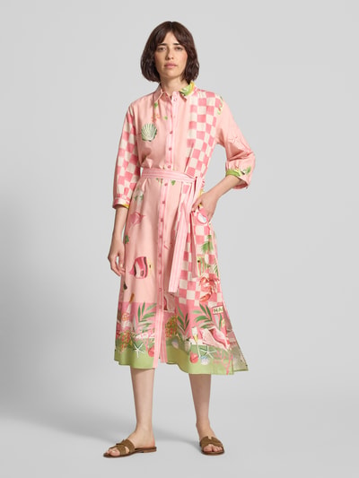 Smith and Soul Hemdblusenkleid mit Bindegürtel und 3/4-Arm Pink 4