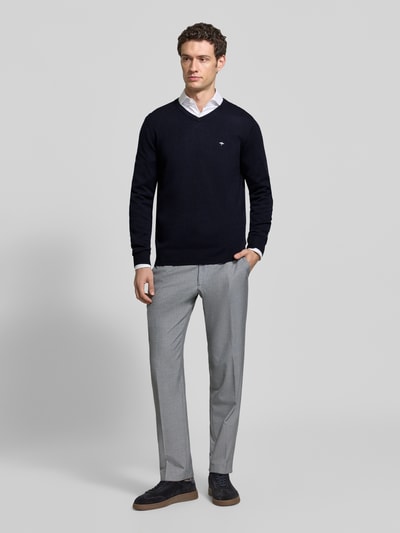 Fynch-Hatton Regular Fit Strickpullover aus Baumwoll-Mix mit Kaschmir-Anteil Marine 1