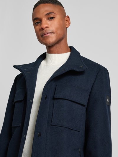 Tom Tailor Regular fit lange wollen jas met afneembare binnenkraag Donkerblauw - 3