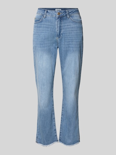 Produktfoto, Cropped Jeans mit Fransen von More & More, mieszanka bawełny i elastanu, wpuszczane kieszenie, krój krótki, frędzle, szerokość w rozmiarze 36: 40 cm, długość wewnętrzna nogawki w rozmiarze 36: 65 cm